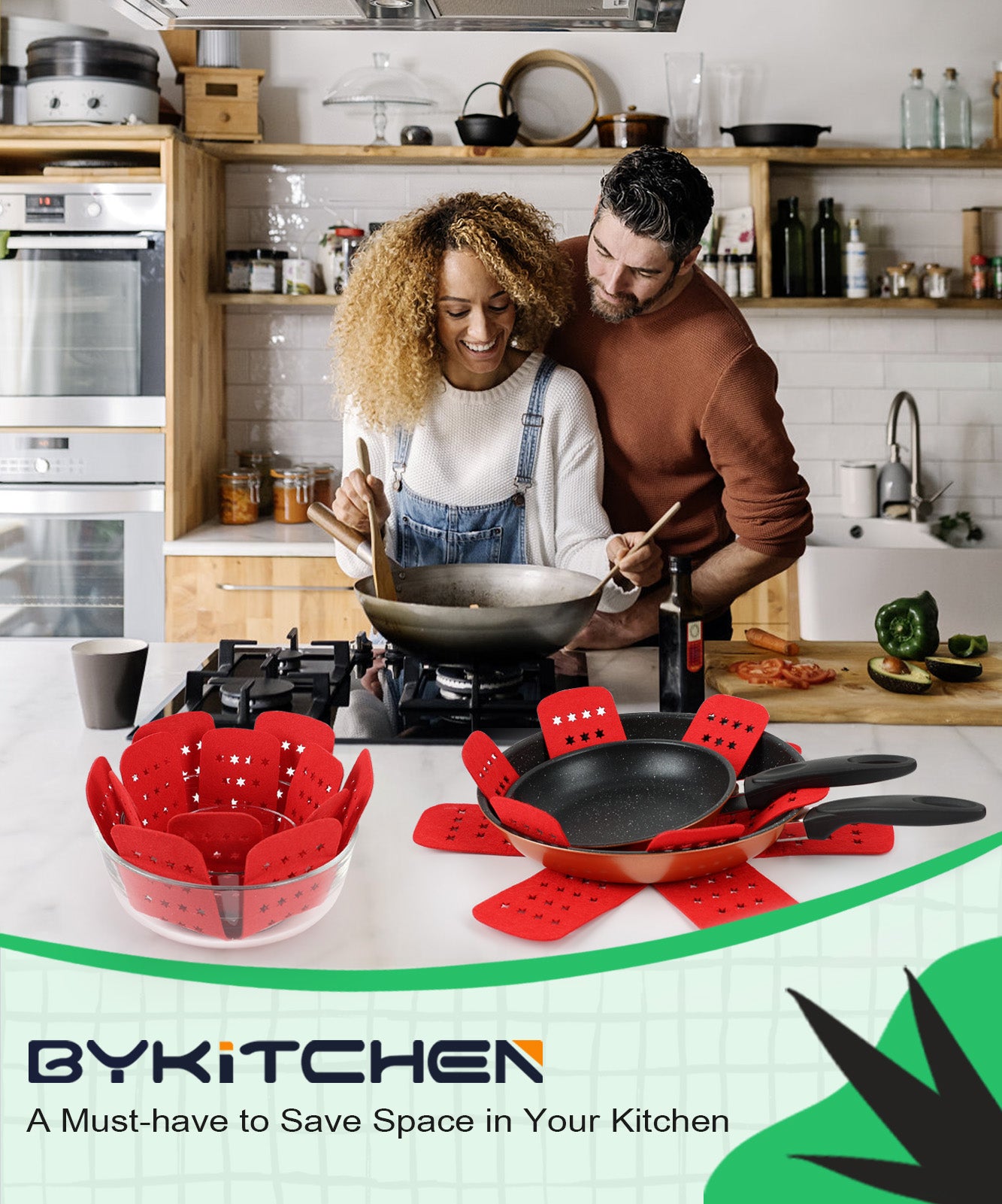 BYKITCHEN Pan Protectors for Stacking, Pot and Pan Separators Pads with Stars, Pot Protectors for Stacking and Protecting Your Cookware(6pcs & 3 Sizes)