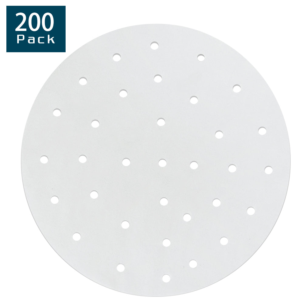 10 Inch Air Fryer Liners, Set of 200, 5/6/7/8/9 Inch Bamboo Steamer Liners/Air Fryer Perforated Parchment Paper for Air Fryer, Steaming Basket and More