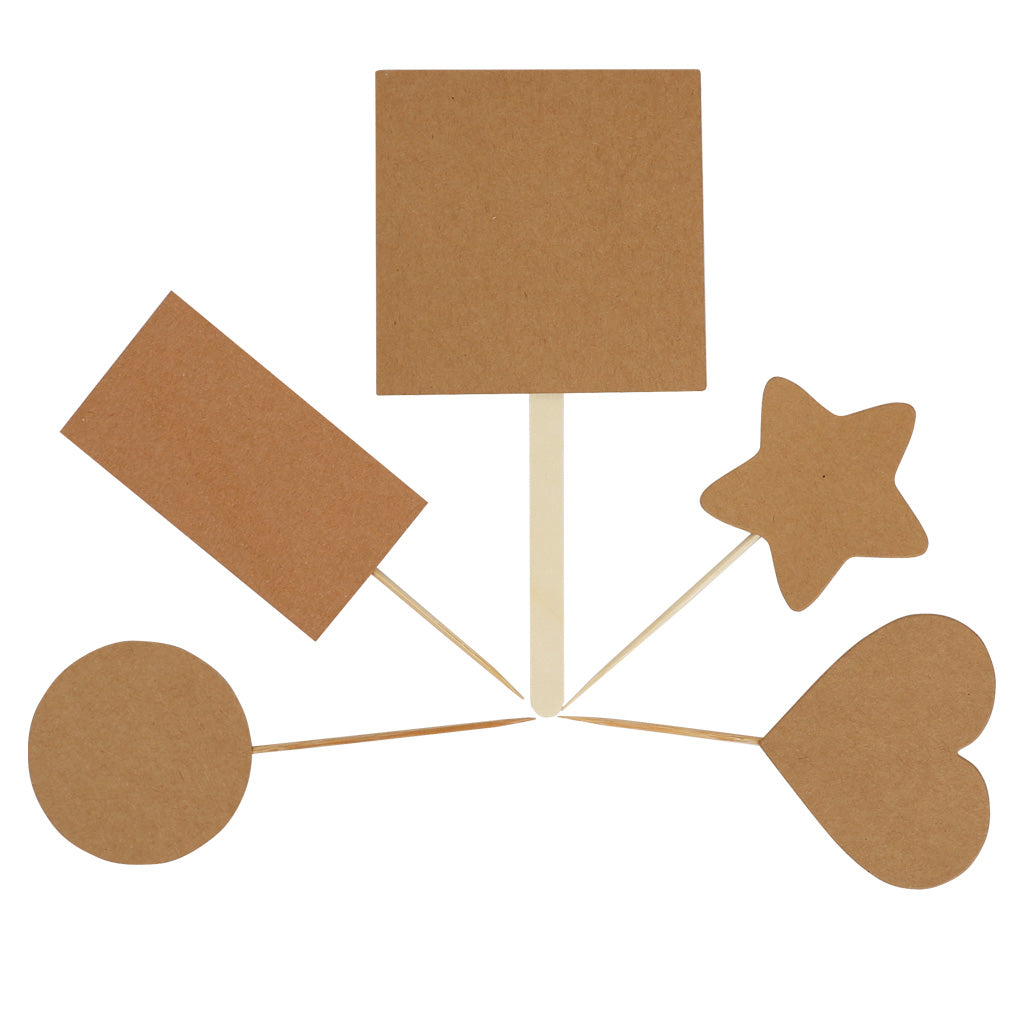 BYKITCHEN Eco-Friendly Paper Cake Toppers Natural Brown Kraft Decorations for Cakes & Cupcakes