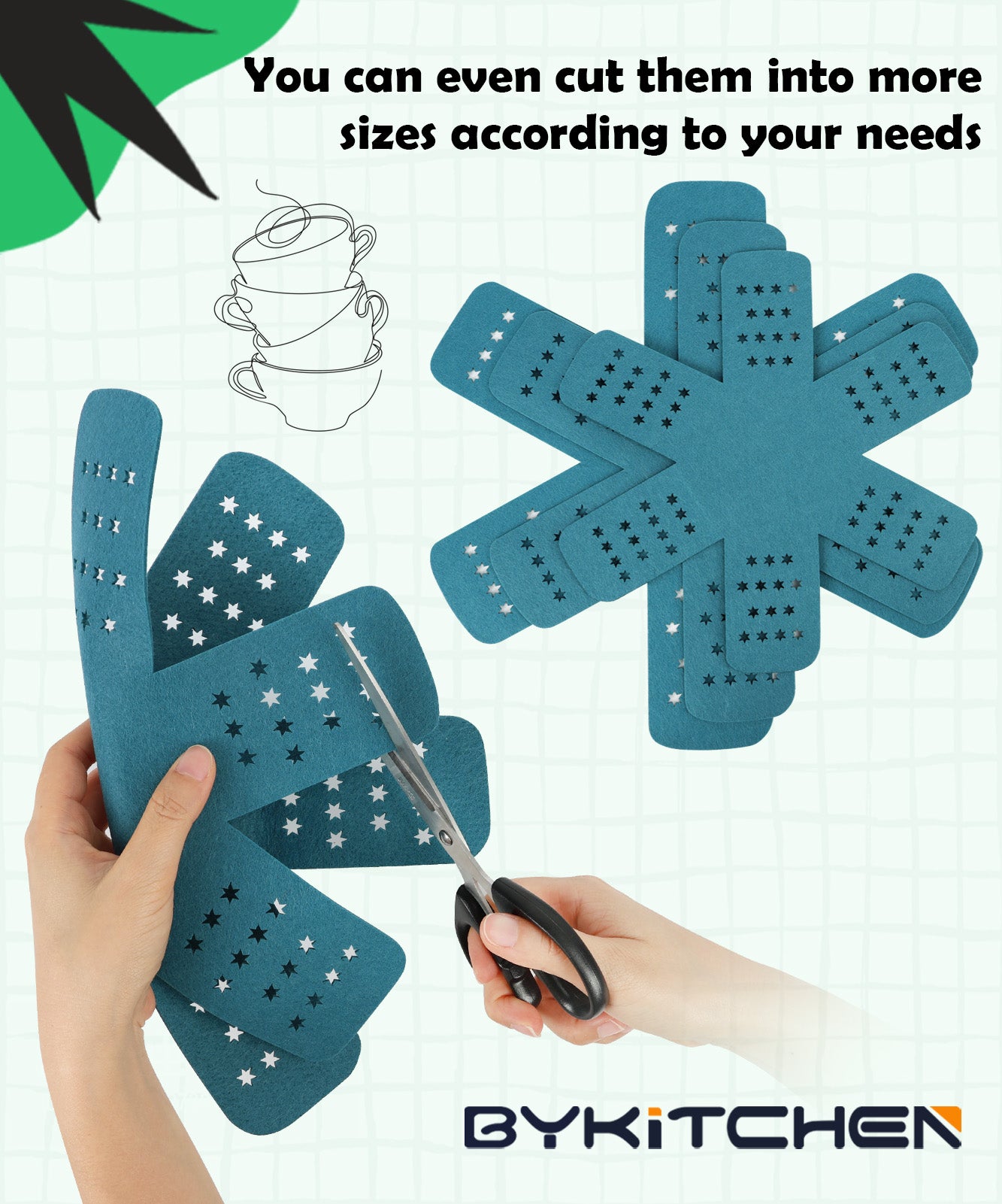 BYKITCHEN Pan Protectors for Stacking, Pan Pot Separators Pads with Stars, Felt Pot Divider Protectors for Stacking and Protecting Your Cookware(6pcs & 3 Sizes)
