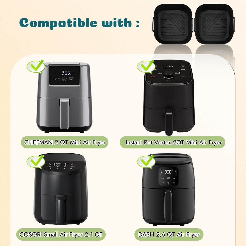 BYKITCHEN Small Silicone Air Fryer Liners for 1.5 to 3 QT Airfryer, 5.5in Mini Reusable Airfryer Silicone Liner, Compatible with CHEFMAN 2 Quart, Cosori 2.1QT, Dash 2.6Qt, Instant Vortex 2QT Air Fryer