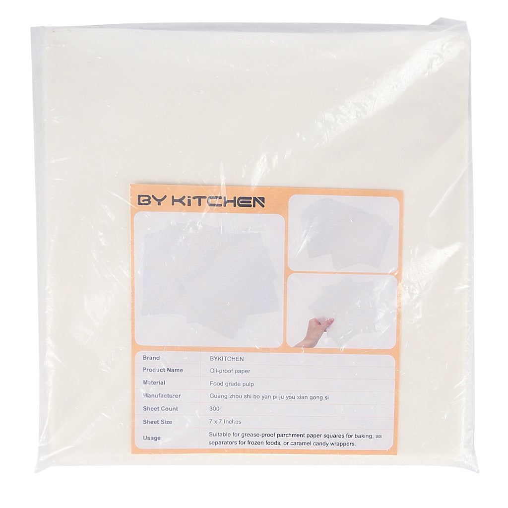 BYKITCHEN Oil-proof Paper for Burger Press, Set of 300, 7 x 7 Inch Hamburger Patty Paper, Non Stick Patty Paper for Smash Burger Press, Burger Patty Maker, Separating Freezing Burgers & More