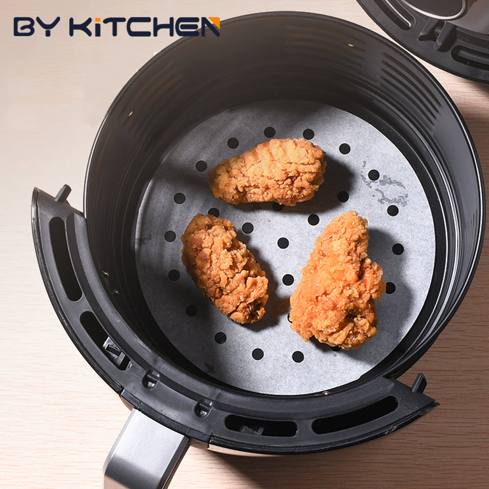 10 Inch Air Fryer Liners, Set of 200, 5/6/7/8/9 Inch Bamboo Steamer Liners/Air Fryer Perforated Parchment Paper for Air Fryer, Steaming Basket and More