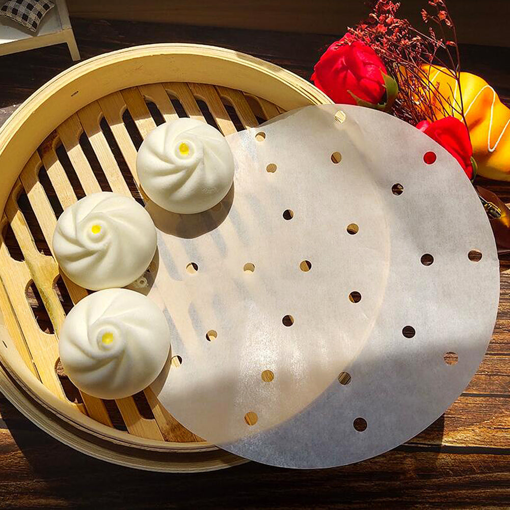 10 Inch Air Fryer Liners, Set of 200, 5/6/7/8/9 Inch Bamboo Steamer Liners/Air Fryer Perforated Parchment Paper for Air Fryer, Steaming Basket and More