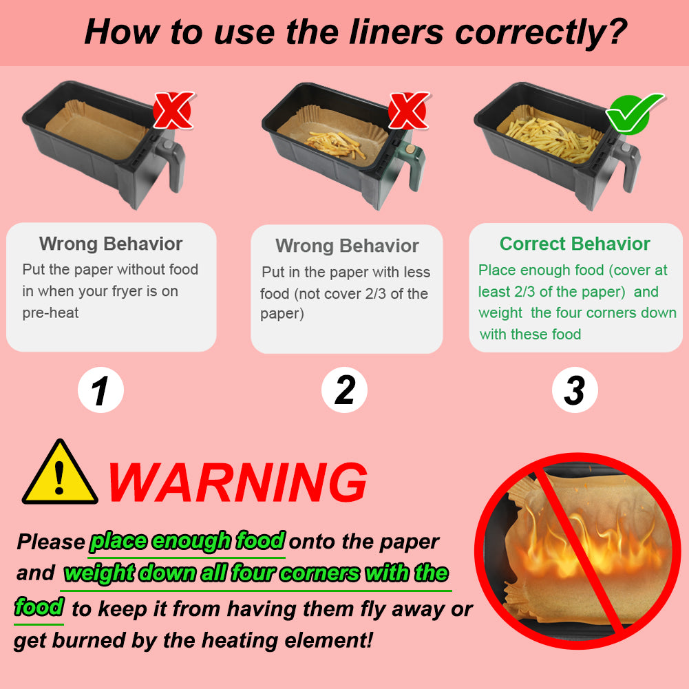 BYKITCHEN 100pcs Air Fryer Liners for Ninja Dual, Air Fryer AF300UK AF400UK Accessories, Disposable Air Fryer Parchment Paper Liner, Compatible with Ninja, Salter, Tower and Other Dual Zone Air Fryer