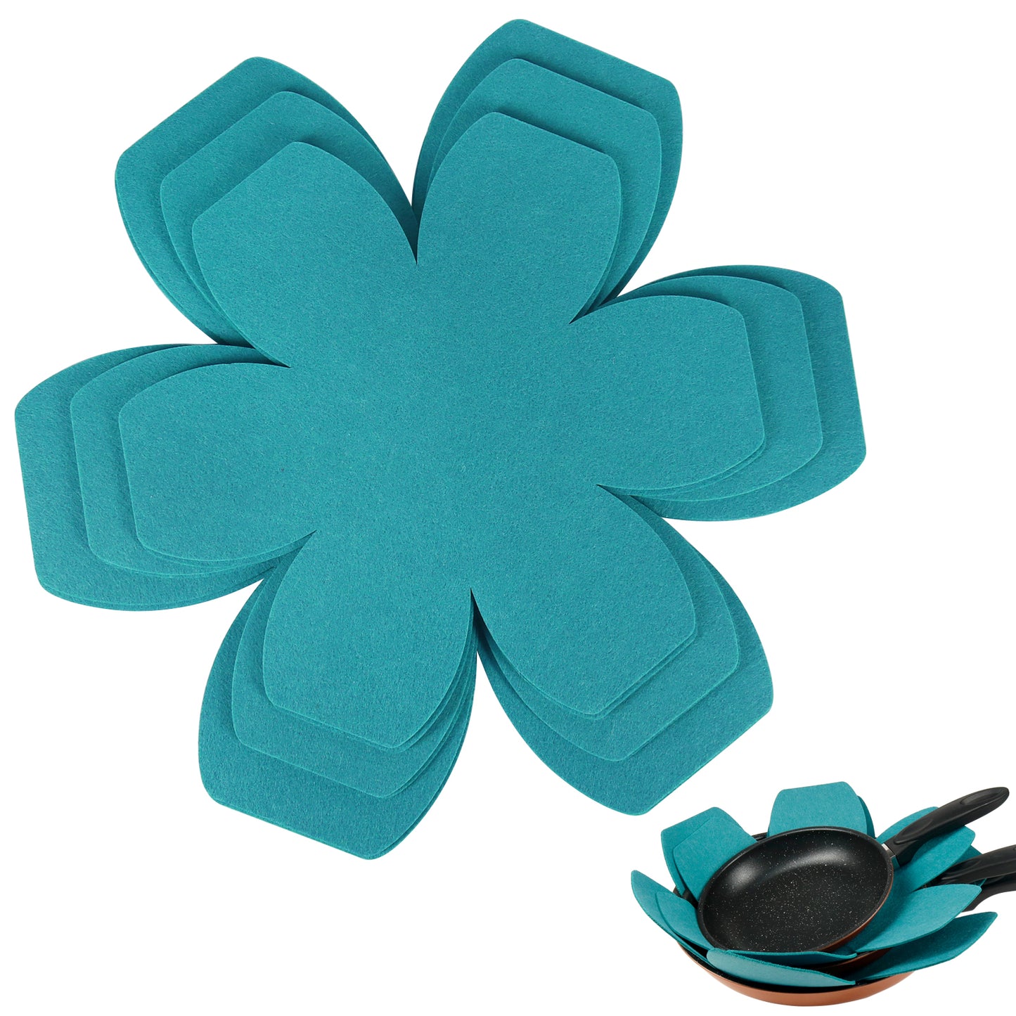 BYKITCHEN Pot Pan Protectors, Larger & Thicker Felt Pan Separators Pads, Set of 6 and 3 Different Sizes, Pot Protectors for Stacking and Protecting Your Cookware