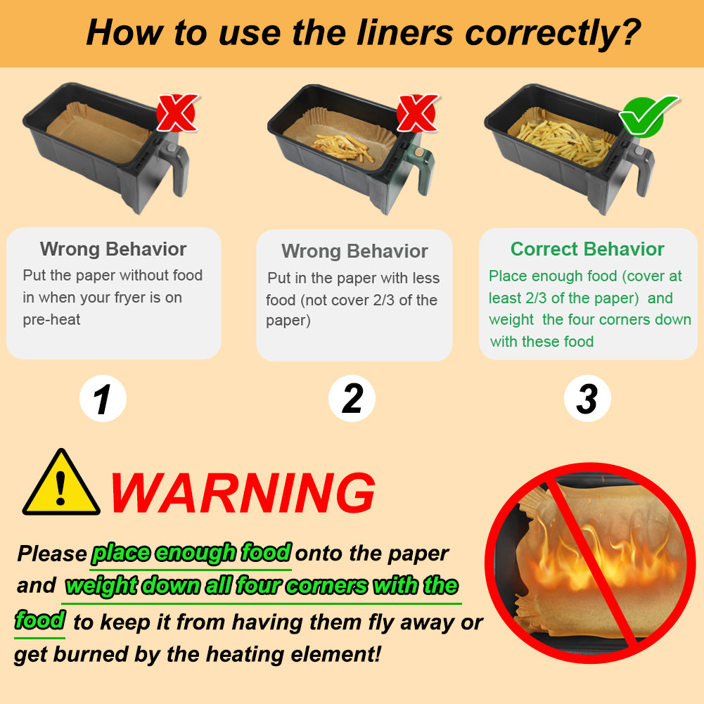 BYKITCHEN Air Fryer Liners for Ninja Dual, Air Fryer Accessories, Disposable Air Fryer Parchment Paper Liner, Compatible with Ninja AF300UK AF400UK, Salter and Other Dual Zone Air Fryer (50pcs)