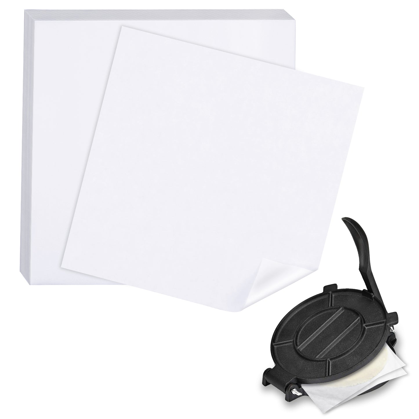 BYKITCHEN Tortilla Press Liners, 8x8 Inch Non Stick Parchment Paper Squares for Baking Pan, Compatible with Victori Tortilla Press, Roti Maker, Quesadilla Maker & Other 7-8 inch Tortilla Press(100pcs)
