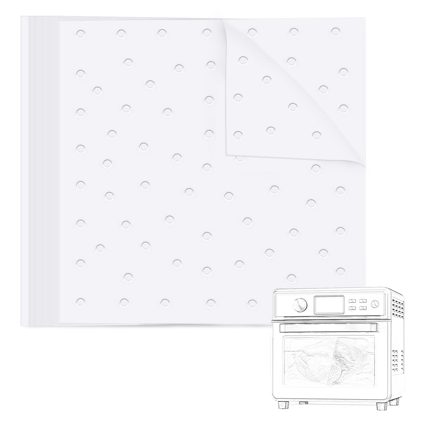 BYKITCHEN Air Fryer Oven Liners, 11x12 inches, Nonstick Parchment Paper for Ninja Foodi Air Fryers, Toaster Ovens, Dehydrators, Steaming Baskets (Set of 100)