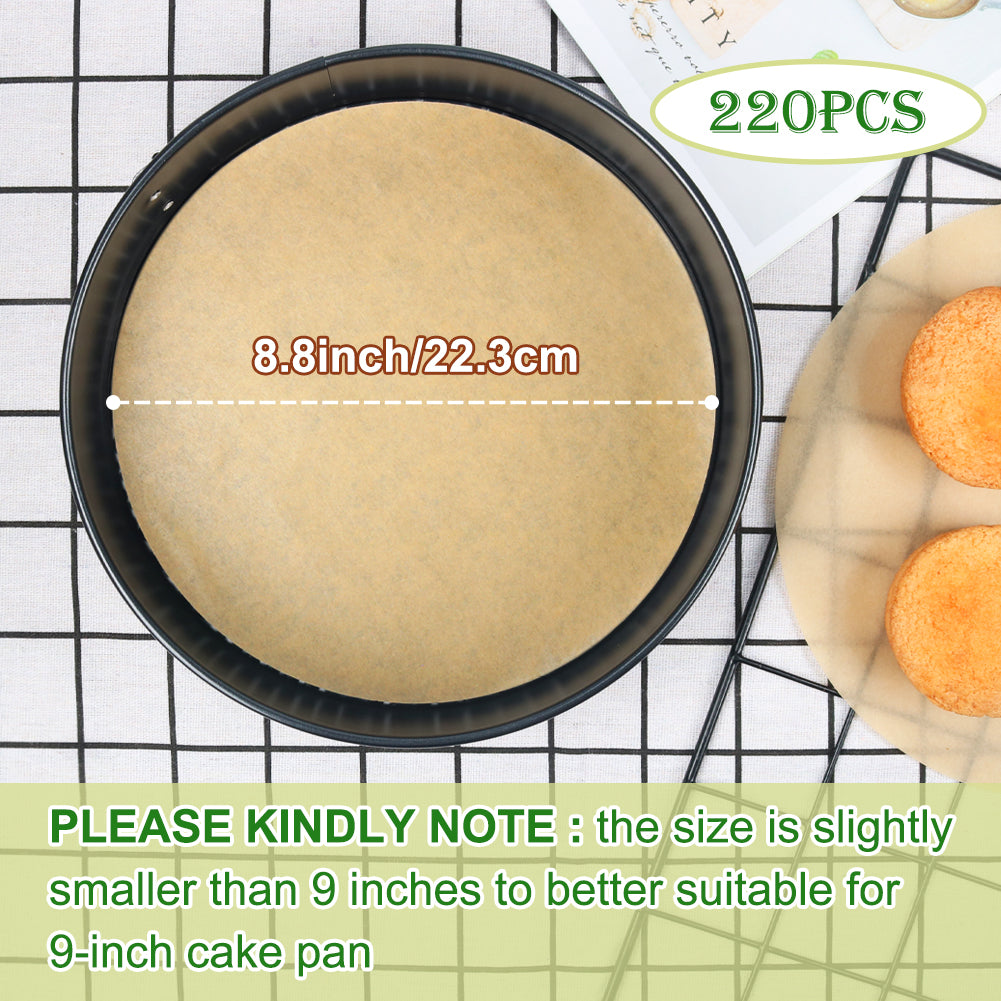 BYKITCHEN Parchment Paper Rounds, Set of 200, Non Stick 9 Inch Round Parchment Paper Sheet for Baking, Pre-cut Cake Pan Liners for Round Cake Pan, Springform Pan, Air Fryer and More