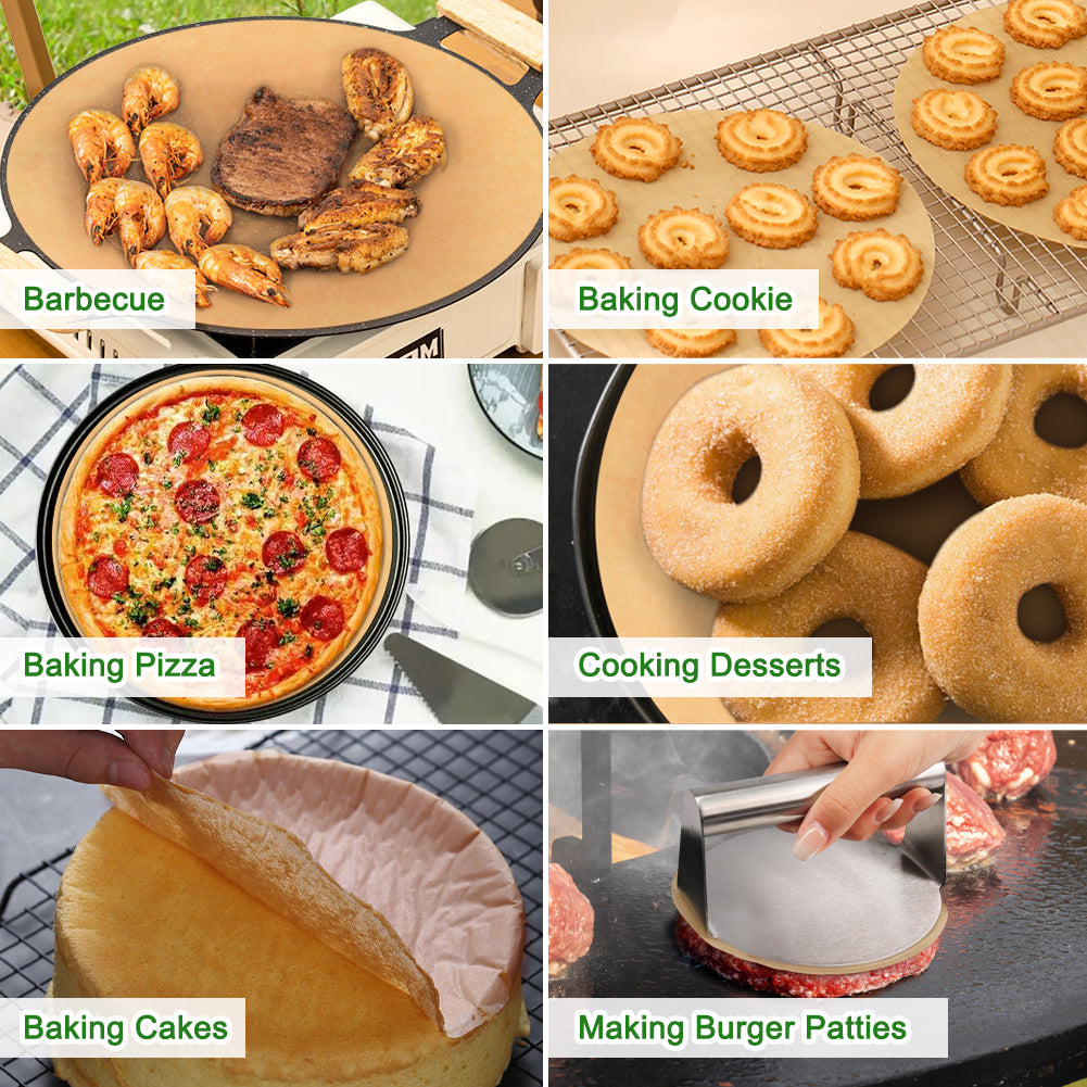BYKITCHEN Parchment Paper Rounds, Set of 200, Non Stick 9 Inch Round Parchment Paper Sheet for Baking, Pre-cut Cake Pan Liners for Round Cake Pan, Springform Pan, Air Fryer and More