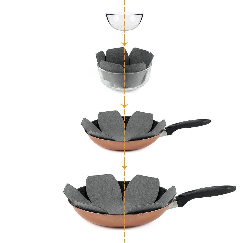 BYKITCHEN Larger & Thicker Pan Pot Protectors, Set of 12 and 3 Different Sizes, Felt Pan Separators, Gray Pot Dividers Protectors for Stacking and Protecting Your Cookware