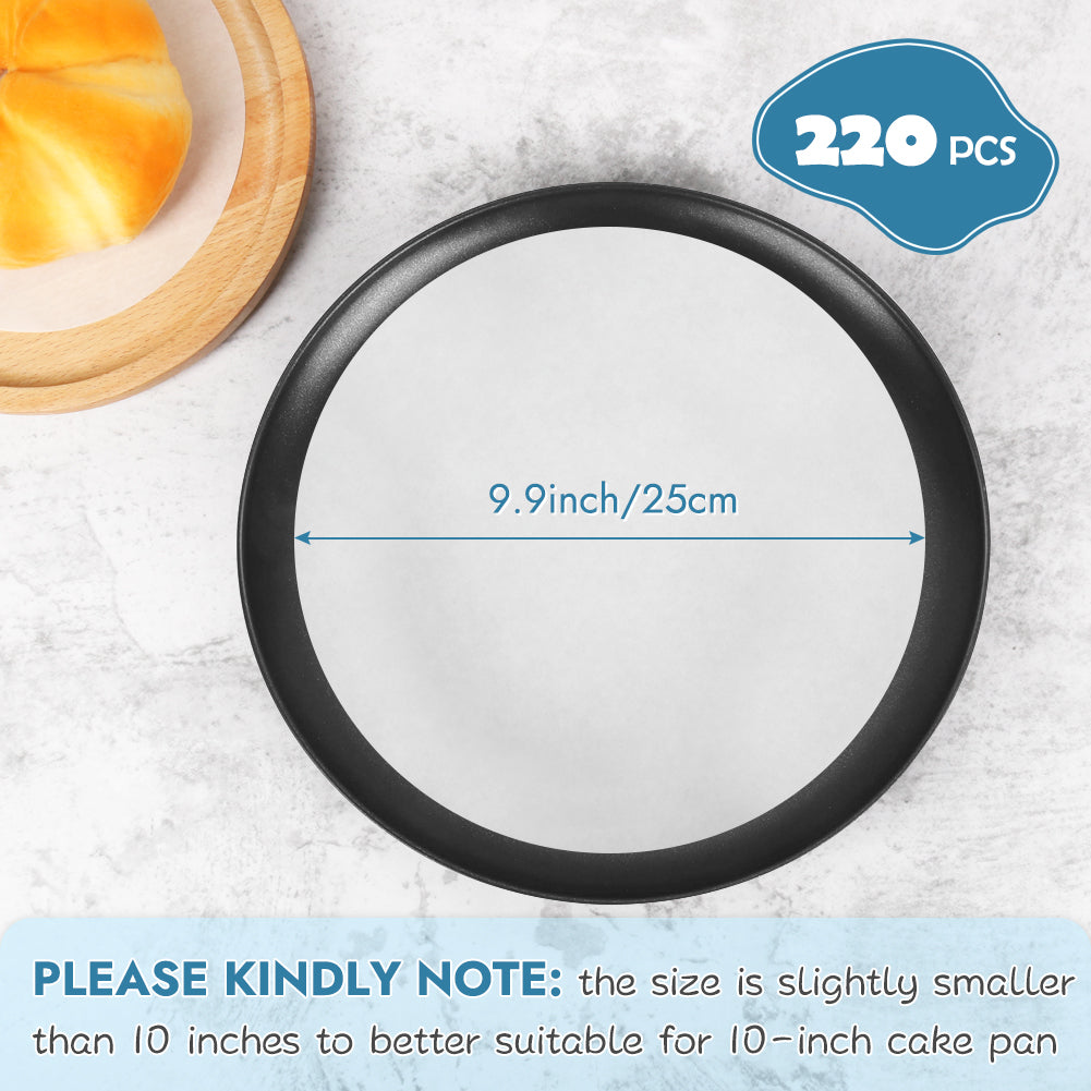 BYKITCHEN Parchment Paper Rounds, Set of 220, Non Stick 10 Inch Round Parchment for Baking, Paper Sheet Liners for Tortilla Press, Quesadilla Maker, Pizza Pan, Cake Pan, Springform Pan and More