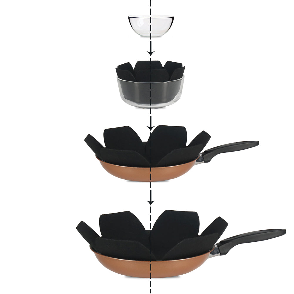 BYKITCHEN Larger & Thicker Pan Protectors, Set of 12 and 3 Different Sizes, Felt Pot Pan Separators, Pan Dividers Pads for Stacking and Protecting Your Cookware