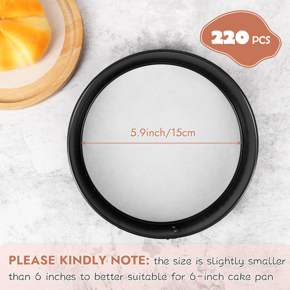 BYKITCHEN 6 Inch Parchment Paper Rounds, Set of 220, Burger Patty Paper/Hamburger Press Paper, Non Stick Small Pre-cut Round Parchment Paper for Cake Pan, Springform Pan, Smash Burger Press and More