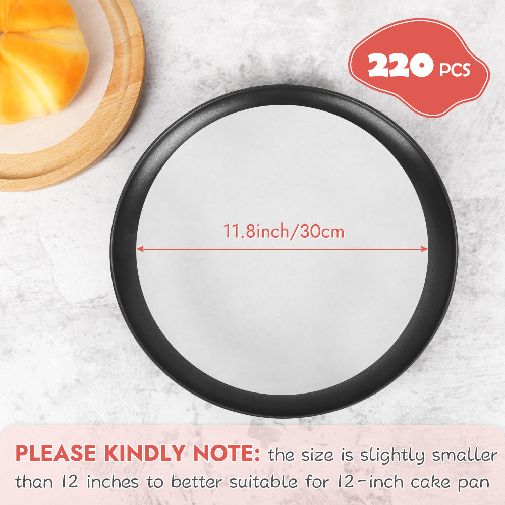 BYKITCHEN 12 Inch Parchment Paper Rounds, Set of 220, Non Stick Parchment Paper for Baking, Round Pizza Parchment Paper for Pizza Maker, Pizza Pan, Tortilla Press, Quesadilla Maker, Cake Pan and More