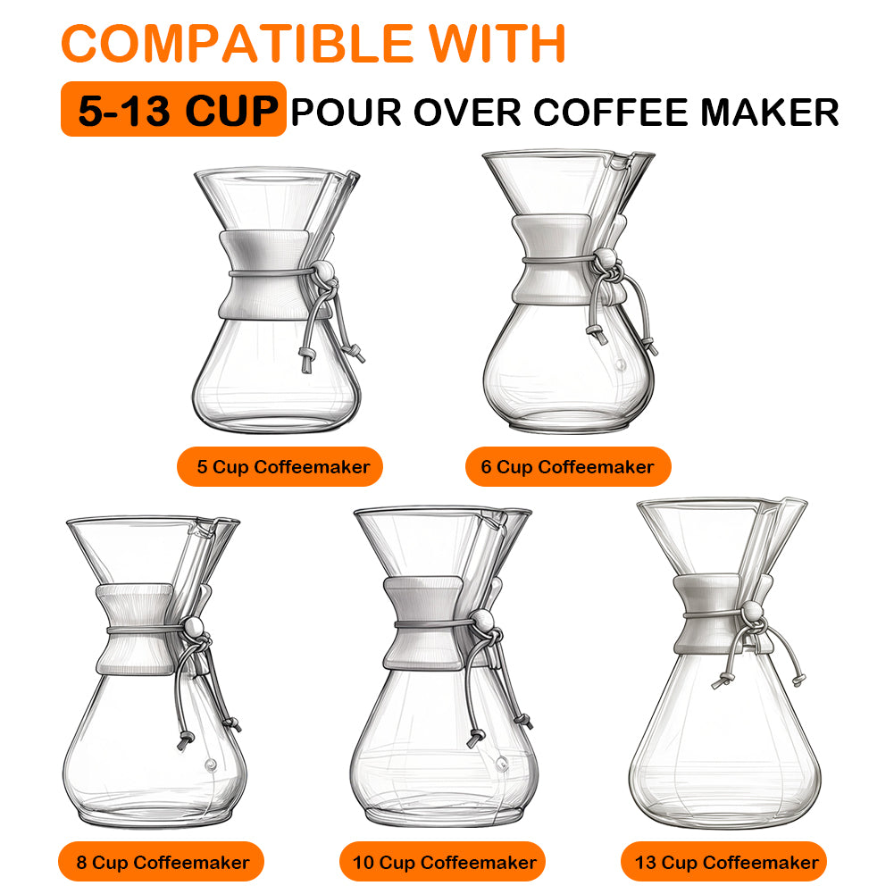 BYKITCHEN Pre-folded Pour Over Coffee Filter, Natural Unbleached Square Disposable Coffee Filter Papers for Pour-Over Coffee Maker Drippers and More(Set of 50)