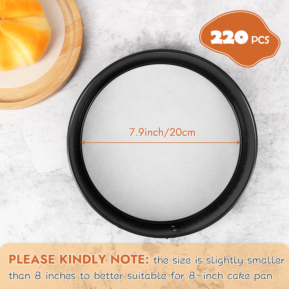 BYKITCHEN Parchment Paper Rounds, Set of 220, Non Stick 8 Inch Parchment Paper Sheet for Baking, Pre-cut Round Parchment Liners for Cake Pan, Tortilla Press, Quesadilla Maker, Springform Pan and More