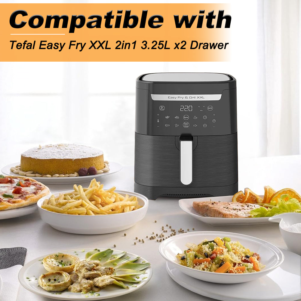 BYKITCHEN Air Fryer Liners for Tefal Easy Fry 3.25L x2 Dual Air Fryer, Paper Liners Disposable, Air Fryer Accessories for Tefal Flexi Drawer Air Fryer EY801827, for Small 2 Drawer(100PCS)