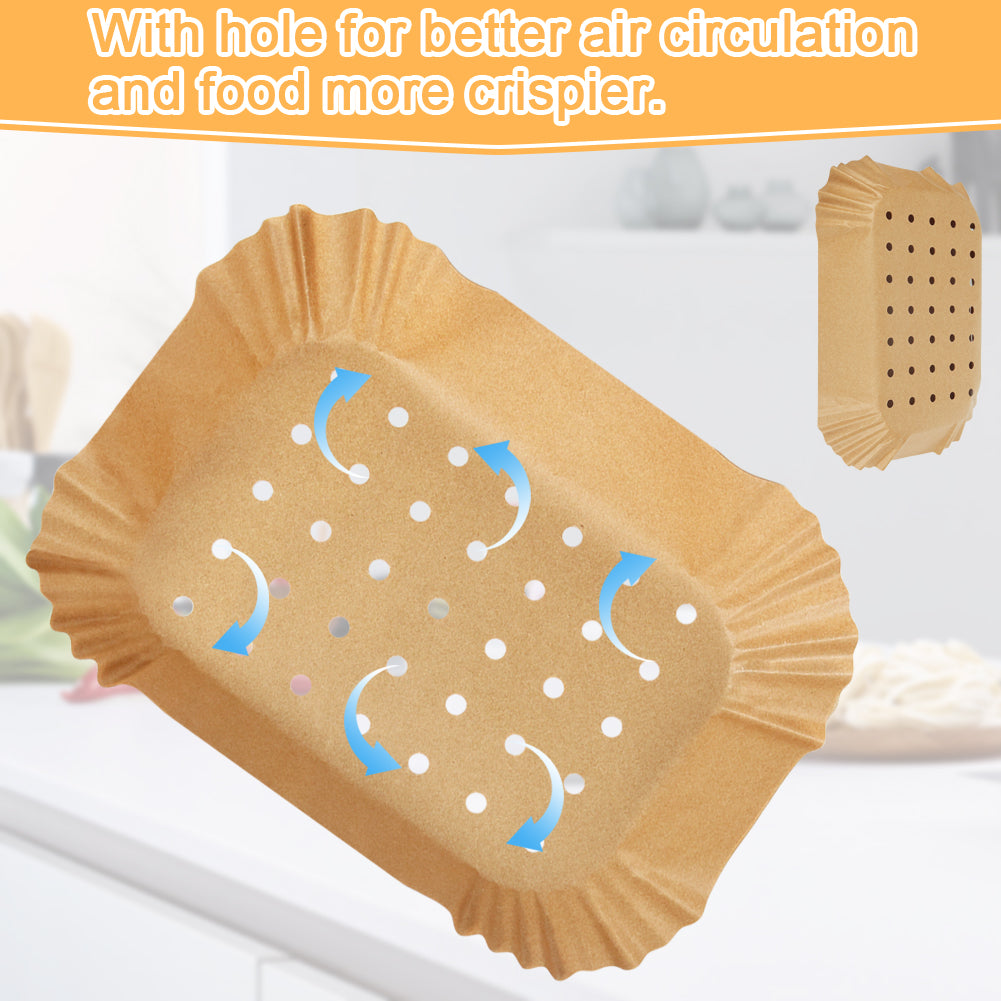 BYKITCHEN 100pcs Air Fryer Liners for Ninja Dual, Perforated Air Fryer AF300UK AF400UK Accessories, Disposable Air Fryer Paper Liner for Ninja, Salter, Tower Other Dual Zone Air Fryer