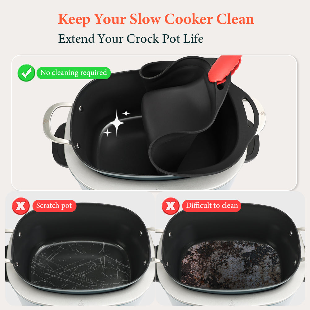 BYKITCHEN Silicone Slow Cooker Liners Compatible with Ninja Foodi Possible Cooker Pro 8.5 Quart MC1000, MC1001, MC1010 Series, 2Pcs Reusable Crock Pot Liners, Ninja Possible Crock Pot Pro Accessories
