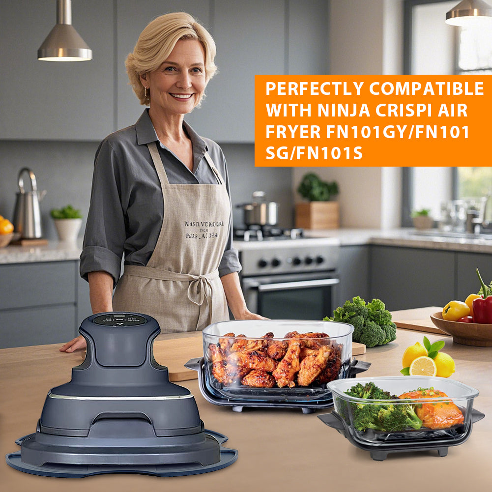 BYKITCHEN Air Fryer Accessories for Ninja Crispi Airfryer, Silicone Heat Resistant Anti-Slip Trivet for Ninja Crisp PowerPod, Compatible with Crispy Portable Air Fryer FN101GY/FN101SG/FN101ST & More