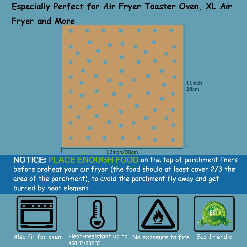 BYKITCHEN Air Fryer Oven Liners, 11x12 Inches, Nonstick Unbleached Rectangular Airfryer Parchment Paper for Ninja Foodi Air Fryer Toaster Ovens, XL Airfryer, Dehydrator and More (Set of 100)
