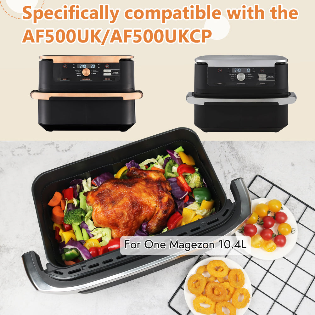 BYKITCHEN Large Air Fryer Silicone Liners for Ninja AF500UK 10.4L, Air Fryer Liners Silicone, Air Fryer Accessories for Ninja Flex Drawer 10.4Litre Megazone Basket, Reusable Airfryer Liner