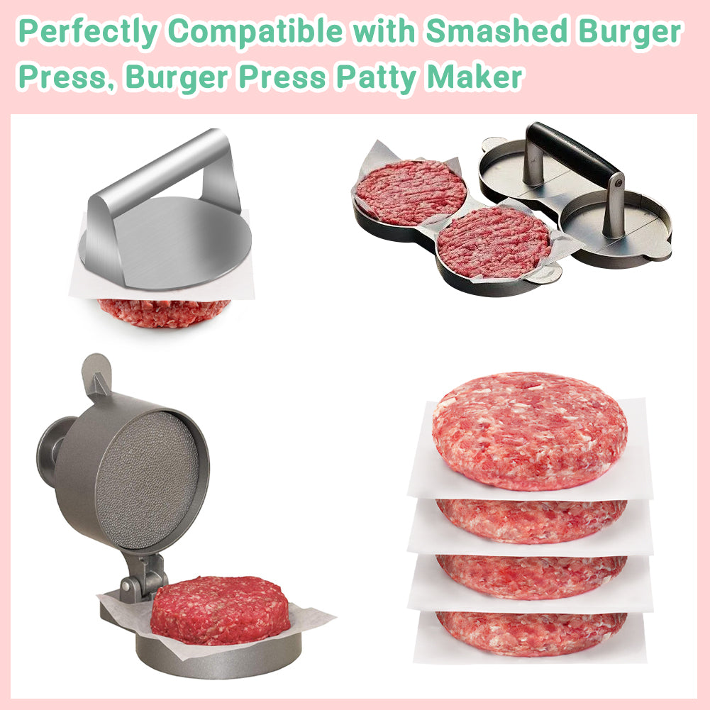 BYKITCHEN Parchment Paper Squares for Burger Press, Set of 300, 7 x 7 Inch Hamburger Patty Paper, Non Stick Patty Paper for Smash Burger Press, Burger Patty Maker, Separating Freezing Burgers & More