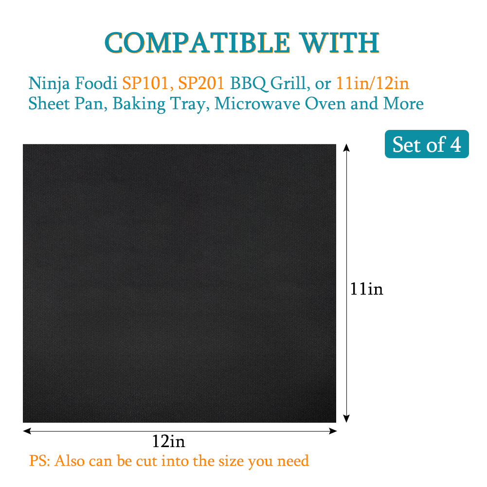 BYKITCHEN Air Fryer Oven Liners, 11x12 Inches, Set of 4, Reusable Toaster Oven Liners, Compatible with Ninja Flip Up SP101 SP201 SP301 Air Fry Oven, Cuisinart Breville Toaster Oven and More