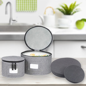 BYKITCHEN Dish Protectors Pads, Gray Dinner Plate Divider Pads, China Storage Protectors for Protecting and Stacking Your Cookware, 30 Pieces & 2 Different Size