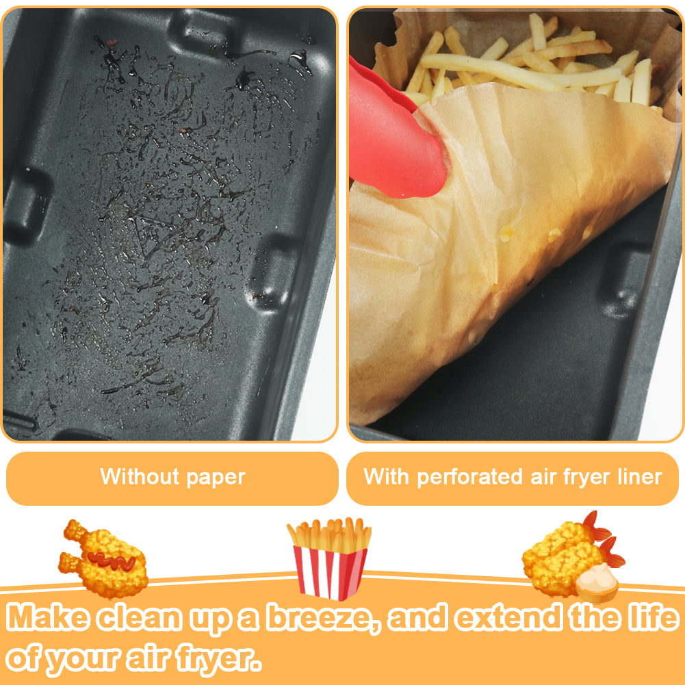 BYKITCHEN 100pcs Air Fryer Liners for Ninja Dual, Perforated Air Fryer AF300UK AF400UK Accessories, Disposable Air Fryer Paper Liner for Ninja, Salter, Tower Other Dual Zone Air Fryer