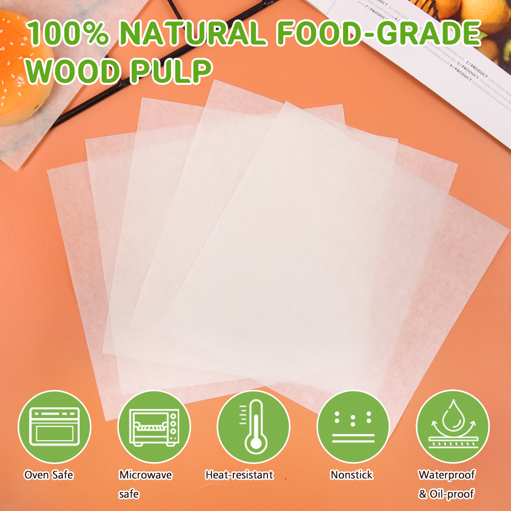 BYKITCHEN Parchment Paper Squares, Set of 300, 6 x 6 Inch Hamburger Patty Paper, Non Stick Patty Paper for Smash Burger Press, Burger Patty Maker, Separating Freezing & More