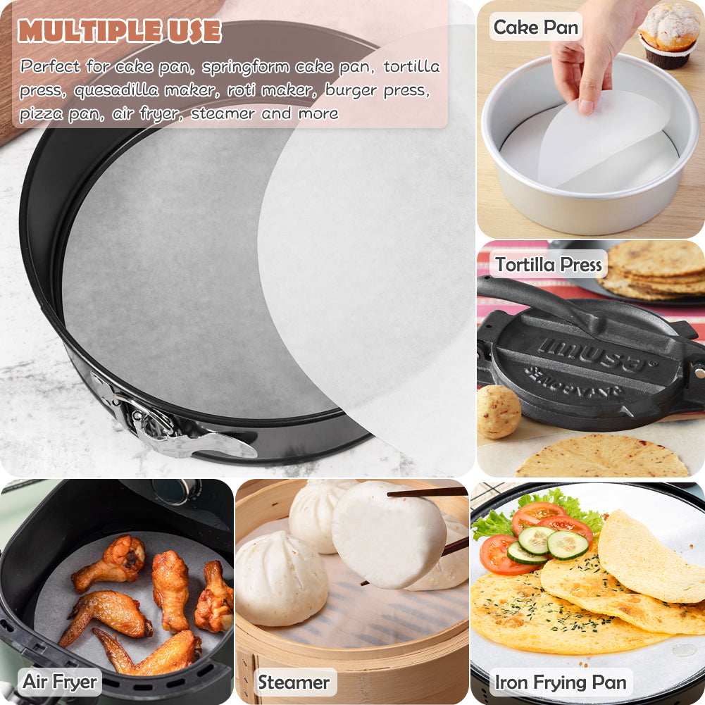 BYKITCHEN 6 Inch Parchment Paper Rounds, Set of 220, Burger Patty Paper/Hamburger Press Paper, Non Stick Small Pre-cut Round Parchment Paper for Cake Pan, Springform Pan, Smash Burger Press and More