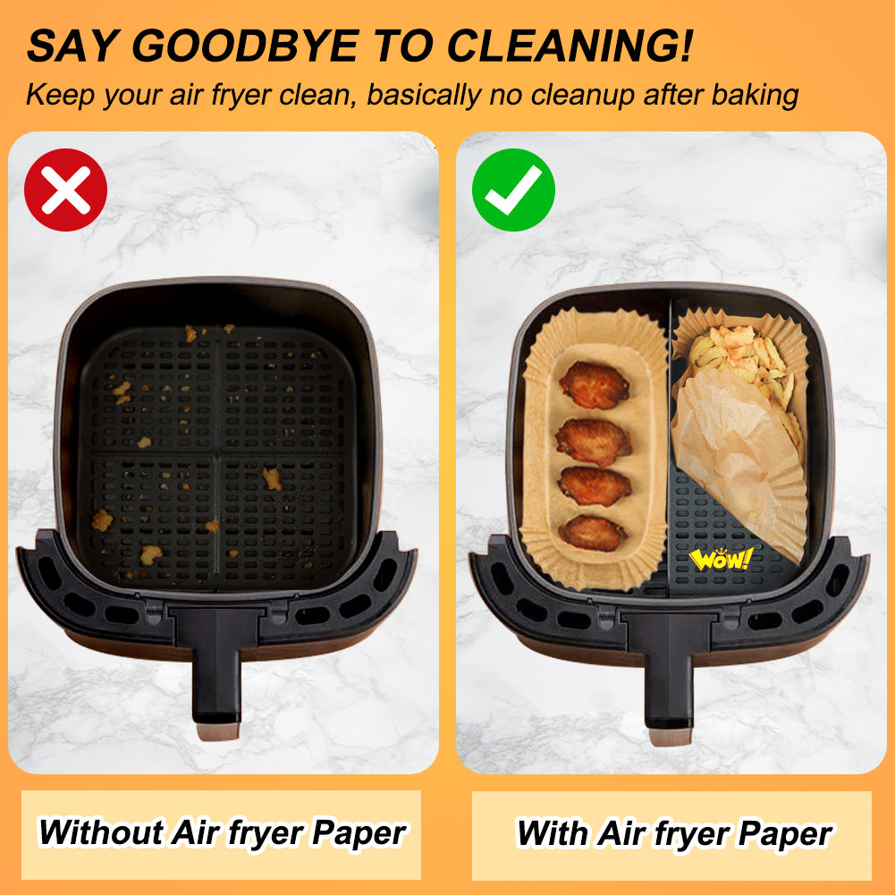 BYKITCHEN Air Fryer Liners for Tefal Easy Fry 3.25L x2 Dual Air Fryer, Paper Liners Disposable, Air Fryer Accessories for Tefal Flexi Drawer Air Fryer EY801827, for Small 2 Drawer(100PCS)