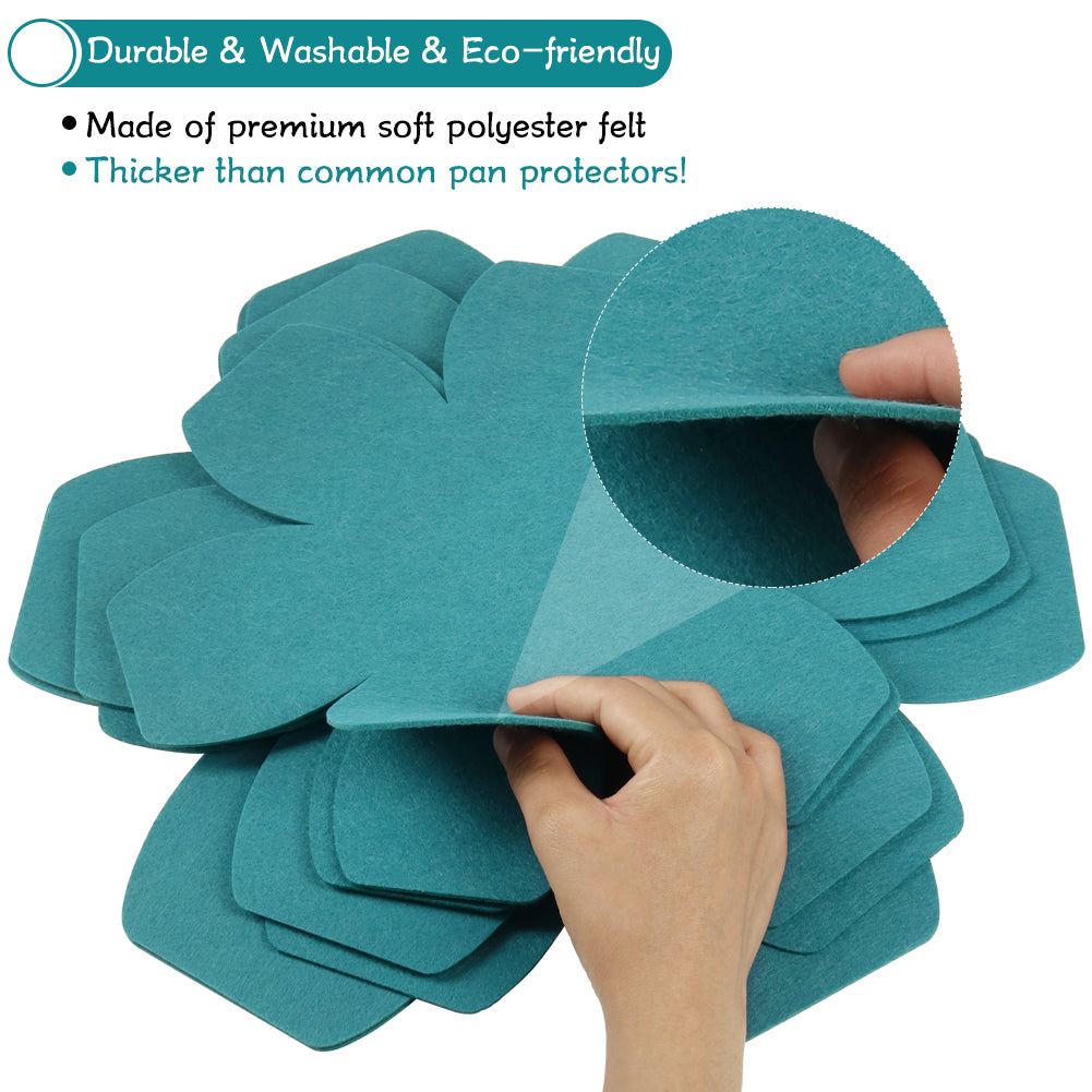 BYKITCHEN Stacking Pan Protectors, Larger & Thicker Felt Pan Separators Pads, Set of 9 and 3 Different Sizes, Pot Protectors for Storing and Protecting Your Cookware