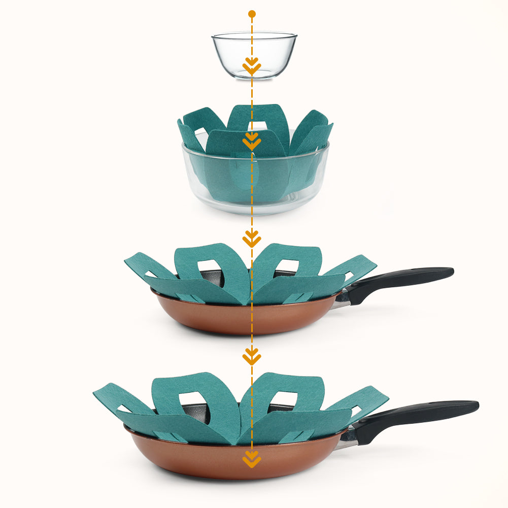 BYKITCHEN Pot and Pan Protectors, Set of 12 & 3 Different Sizes, Felt Pot Separators Protectors, Pan Protectors for Stacking and Protecting Your Cookware