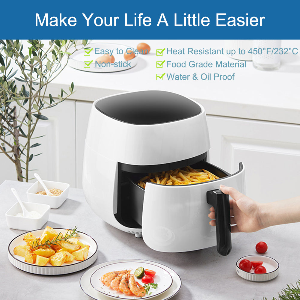 Air Fryer Parchment Paper, Set of 200, 8.5 Inch Unbleached Perforated Square Air Fryer Liner Sheets for Airfryer, Steaming Basket and More(7.5/8.5/9.5in Available)