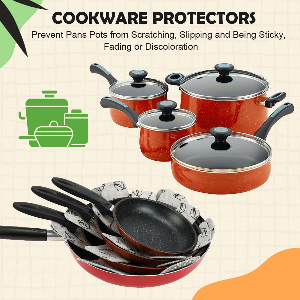 BOYAN Pot and Pan Protectors, Thicker Felt Pot Protectors for Stacking, Set of 12 & 3 Different Sizes, Cookware Accessories, Pan Separators for Stacking Skillet Fry Pan Ceramic Saucepan Glassware