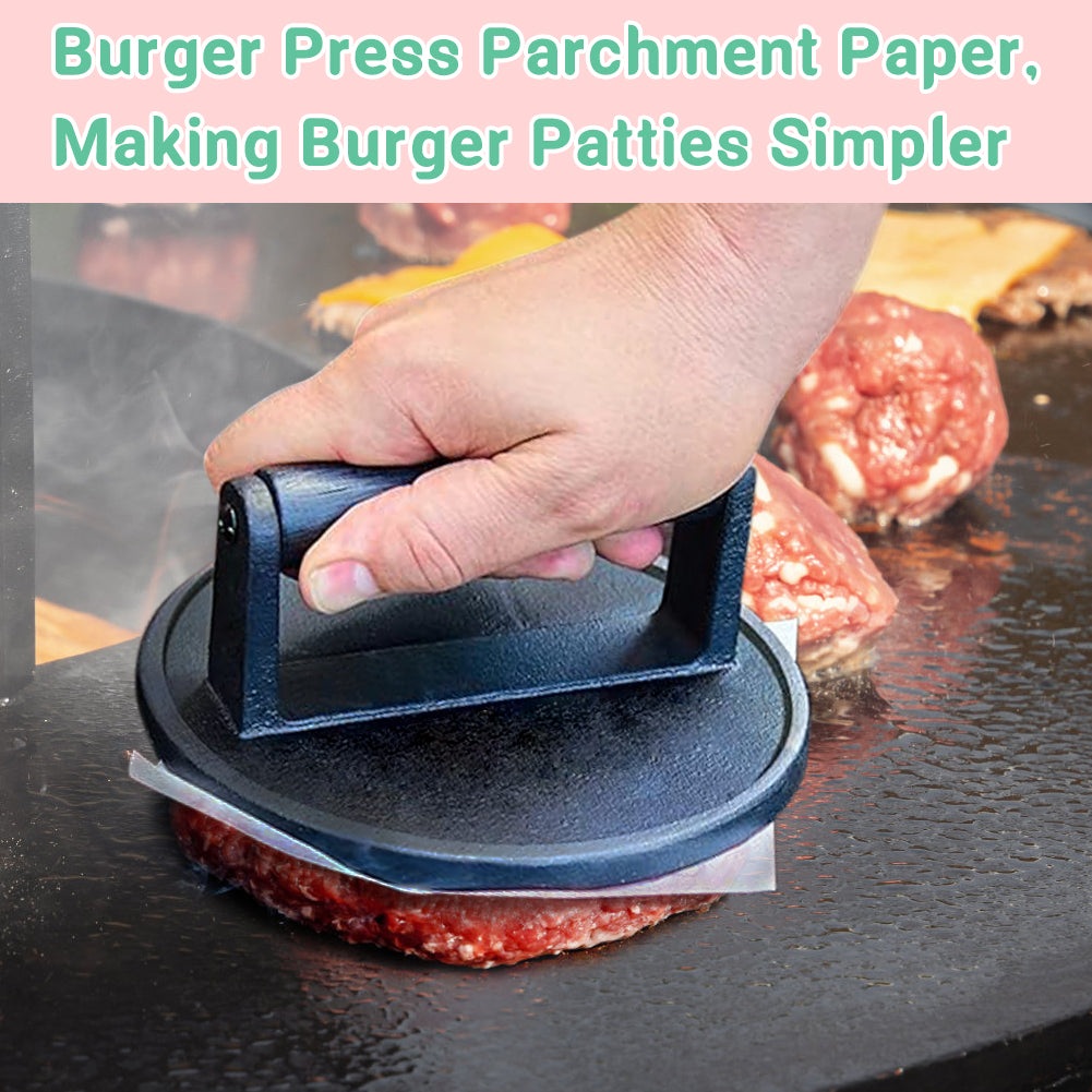 BYKITCHEN Parchment Paper Squares for Burger Press, Set of 300, 7 x 7 Inch Hamburger Patty Paper, Non Stick Patty Paper for Smash Burger Press, Burger Patty Maker, Separating Freezing Burgers & More