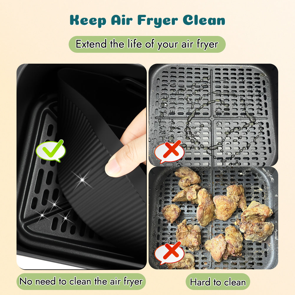 BYKITCHEN Small Silicone Air Fryer Liners for 1.5 to 3 QT Airfryer, 5.5in Mini Reusable Airfryer Silicone Liner, Compatible with CHEFMAN 2 Quart, Cosori 2.1QT, Dash 2.6Qt, Instant Vortex 2QT Air Fryer