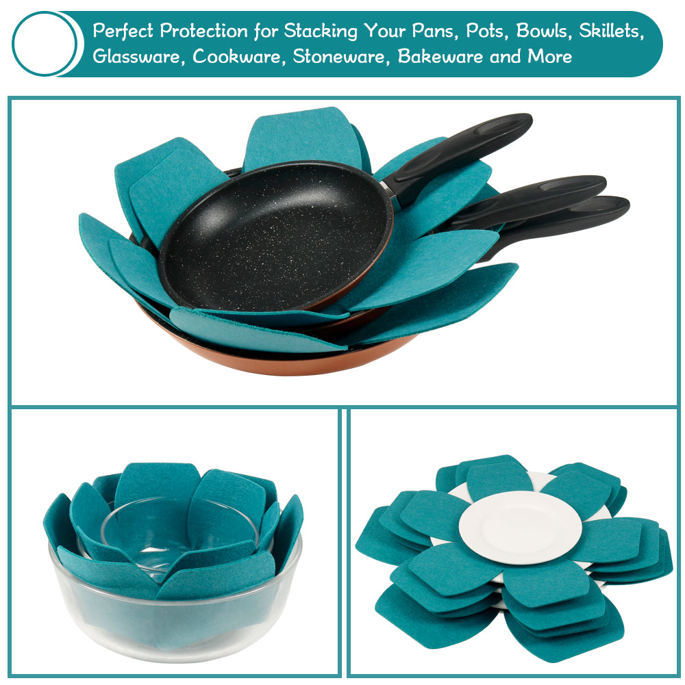 BYKITCHEN Stacking Pan Protectors, Larger & Thicker Felt Pan Separators Pads, Set of 9 and 3 Different Sizes, Pot Protectors for Storing and Protecting Your Cookware