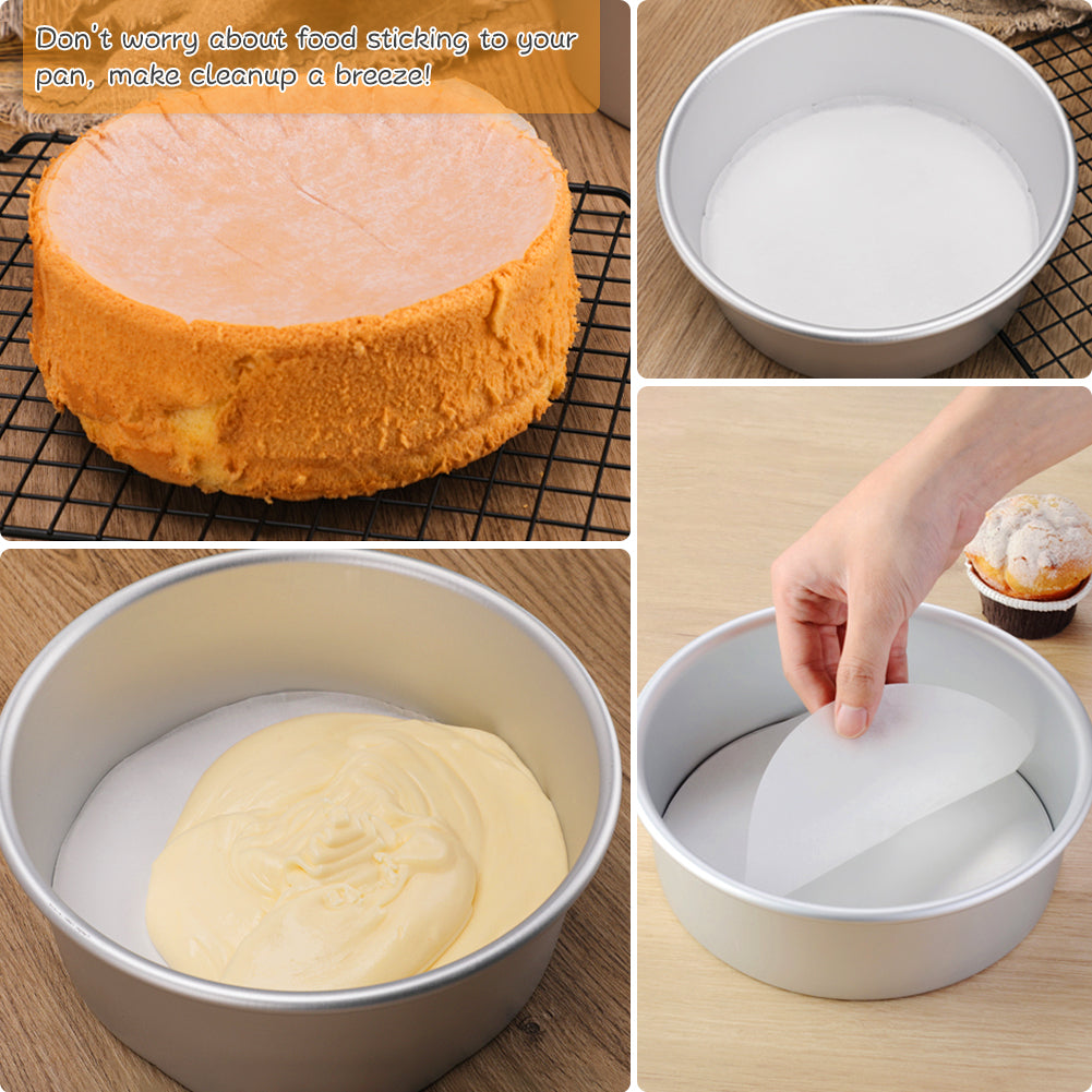8 Inch Round Parchment Papers - Set of 200, Baking Parchment Circles for Cake Tins & More