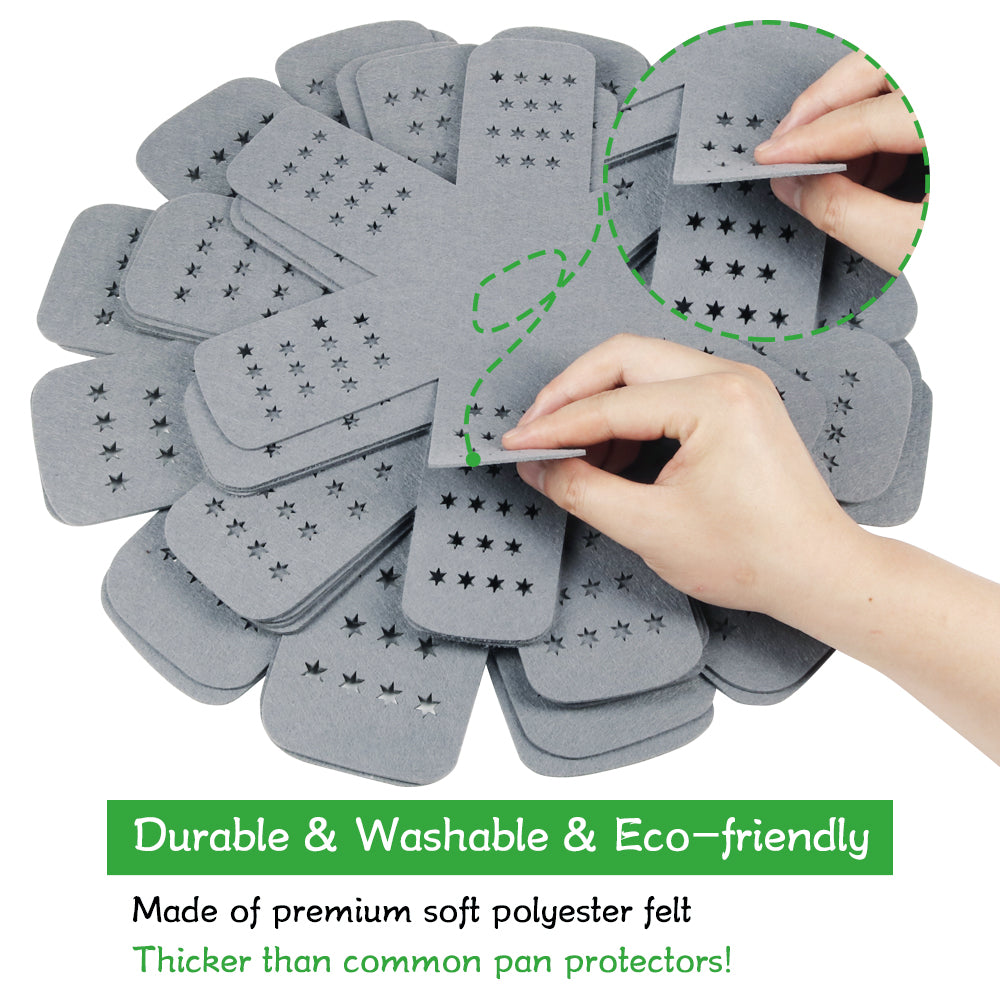 BYKITCHEN Pan Protectors with Stars, Larger & Thicker Pan Separators Protectors, Set of 9 and 3 Different Sizes, Pot Protectors for Stacking and Protecting Your Cookware