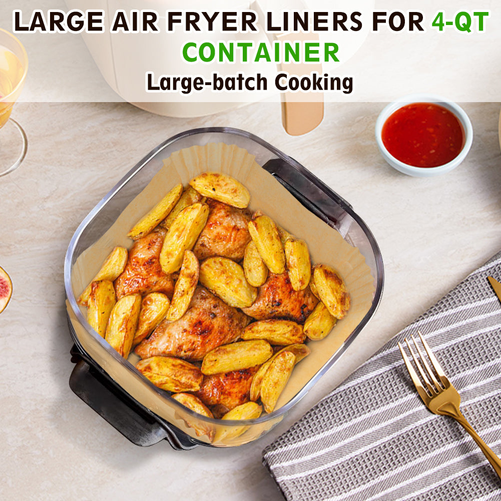 BYKITCHEN 200PCS Air Fryer Liners for Ninja Crispi Airfryer, 6.5 Inch & 8 Inch Crisp Airfryer Liners for 4QT&6 Cup Glass Containers, Ninja Crispy Portable Glass Air Fryer Cooking System Accessories