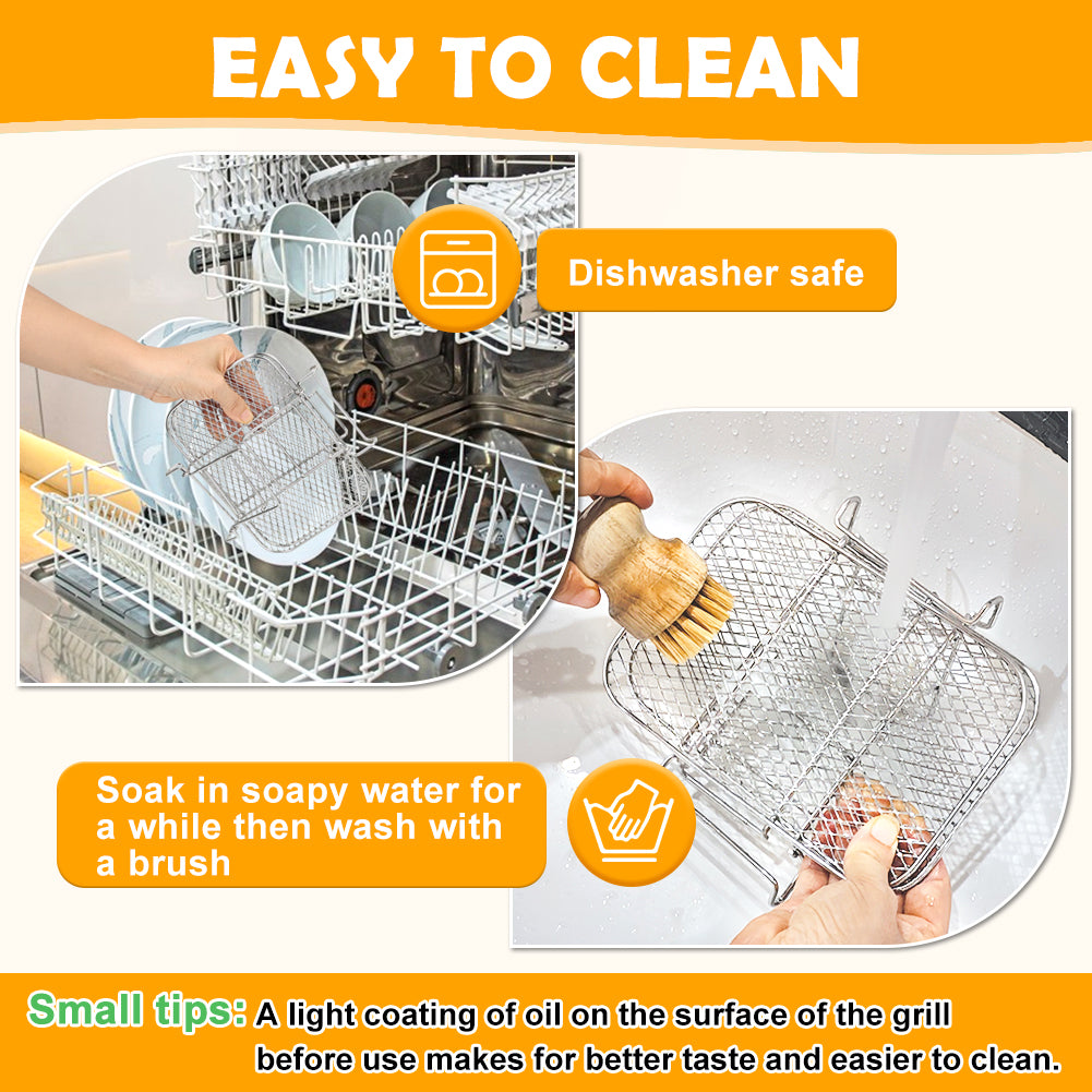 BYKITCHEN Air Fryer Accessories for Ninja Foodi Max Dual Zone AF400UK 9.5L, Rasied Two Layer Air Fryer Rack, Airfryer Accessories for AF400UK, Grilling Tray for Ninja Stack/Tower 9L/ EMtronics Fryer