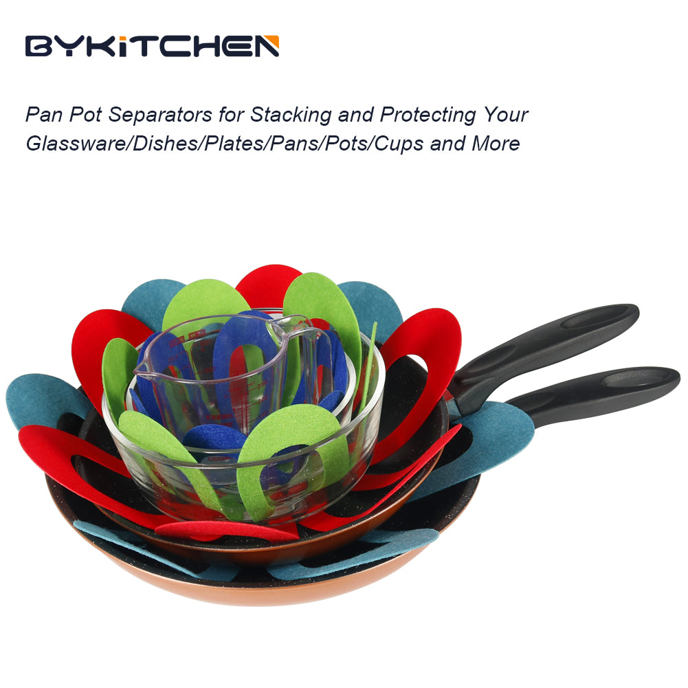 BYKITCHEN Felt Pan Separators, Set of 20 & 4 Different Sizes, Flower Glass Bowl Dish Separator Protectors for Stacking and Protecting Glassware, Cookware and More Visit the BYKITCHEN Store