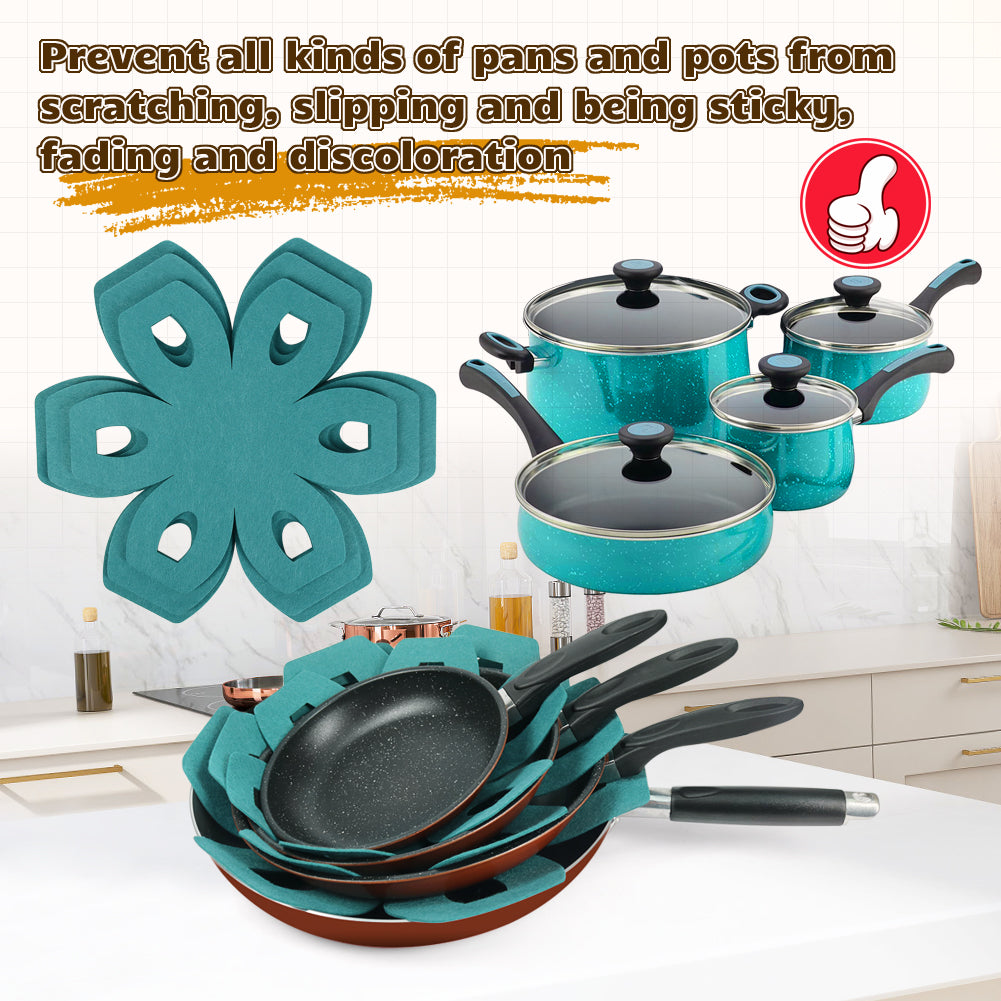 BYKITCHEN Pot and Pan Protectors, Set of 12 & 3 Different Sizes, Felt Pot Separators Protectors, Pan Protectors for Stacking and Protecting Your Cookware