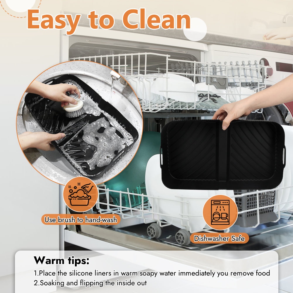 BYKITCHEN Large Air Fryer Silicone Liners for Ninja AF500UK 10.4L, Air Fryer Liners Silicone, Air Fryer Accessories for Ninja Flex Drawer 10.4Litre Megazone Basket, Reusable Airfryer Liner