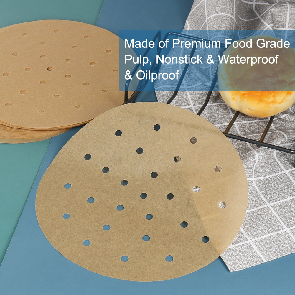 Round Air Fryer Liners, Set of 200, 8 Inch Air Fryer Parchment Paper/Bamboo Steamer Liners for Air Fryer, Steaming Basket and More(5/6/7/8/9/10in Optional)